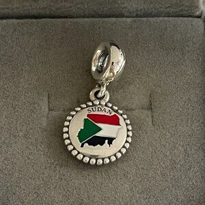 Pandora Sudan Flag Map Exclusive Charm Travel Bead Authentic New with Box